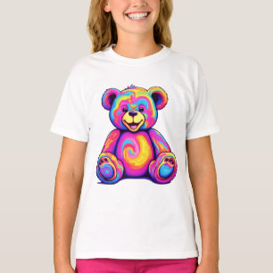 Hippie Teddybeer Regenboog Psychedelische Helder K T-shirt