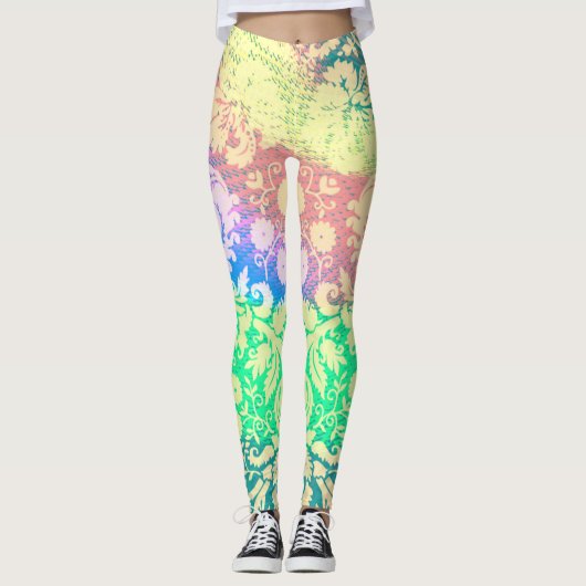 Hippie Tie Dye Flower Patterns Leggings (Voorkant)