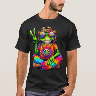 Hippie Tie Dye Kikker 60'er 70'er Hippie Vredestek T-shirt