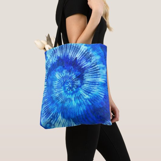 Hippie Tie Dye Pattern Waterverf Blue Modern Draagtas (Dichtbij)
