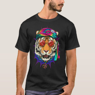 Hippie Tiger Tie Dye Animal Peace Sign Psychedelic T-shirt