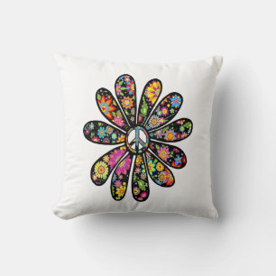 Hippie Trippy Flower Power Vredesbord Bloemen Kussen