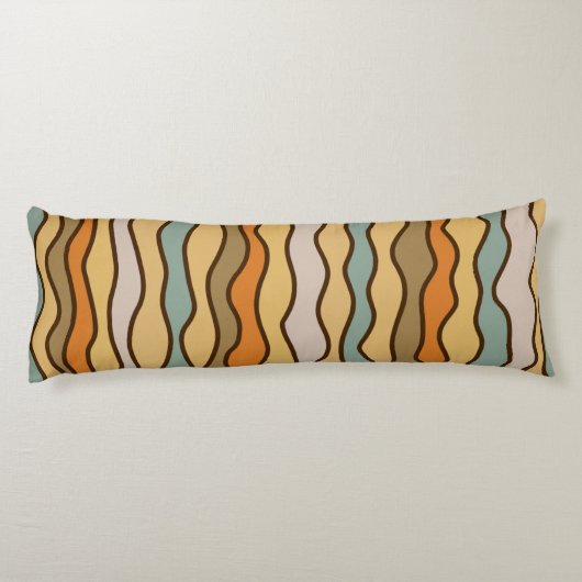 Hippie Trippy Groovy Verticale Streep 70s Patroon Lichaamskussen (Achterkant)