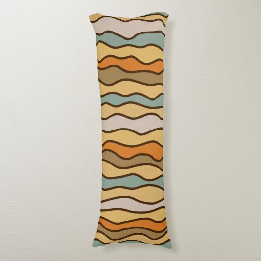 Hippie Trippy Groovy Verticale Streep 70s Patroon Lichaamskussen (Voorkant Verticaal)