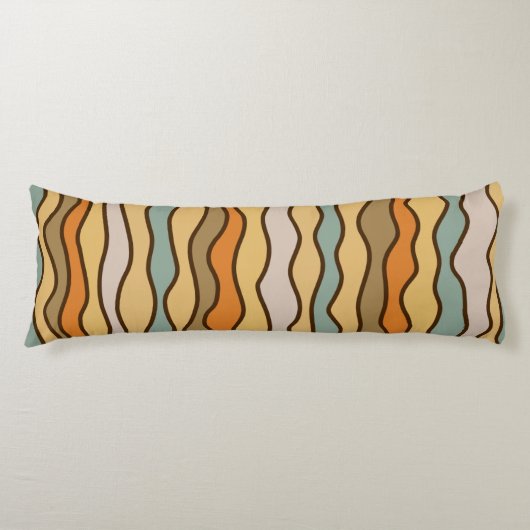 Hippie Trippy Groovy Verticale Streep 70s Patroon Lichaamskussen (Voorkant)