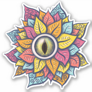 Hippie Trippy Oogbloem Kleurrijk Psychedelisch Sticker