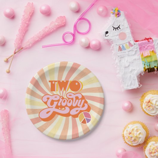 Hippie Two Groovy Papieren Bordje (Feest)