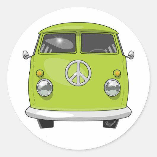 Hippie Van 1960 Ronde Sticker (Voorkant)