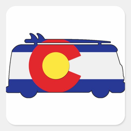 Hippie Van - Colorado Vierkante Sticker (Voorkant)