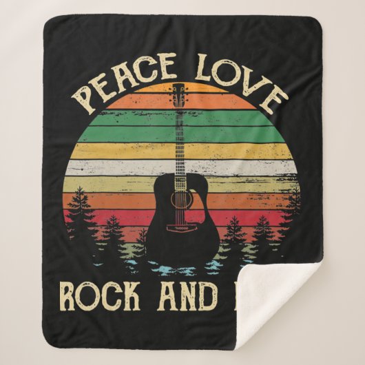  Hippie Van Flower Bus Peace Love Sherpa Deken (Voorkant)