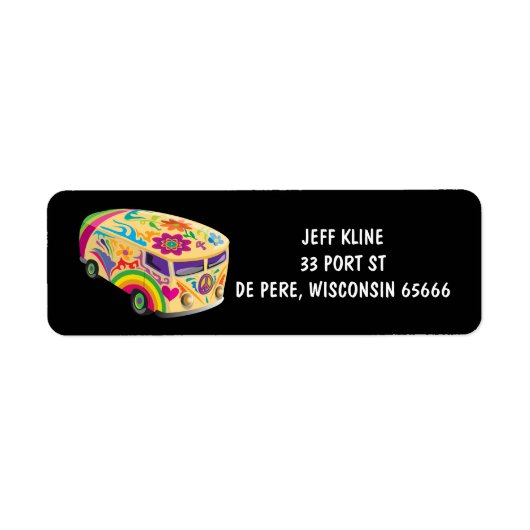 HIPPIE VAN GROOVY Retouradreslabel Etiket (Voorkant)