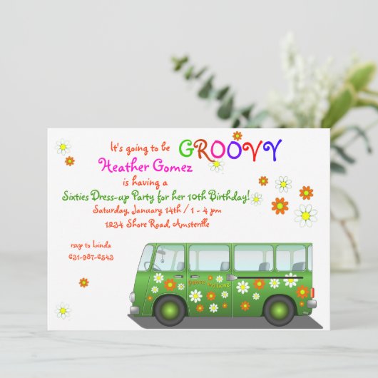 Hippie Van Invitation (Debout devant)