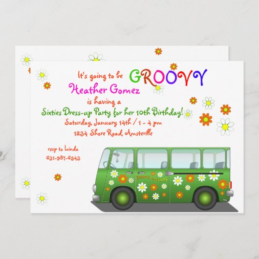 Hippie Van Invitation (Devant / Derrière)