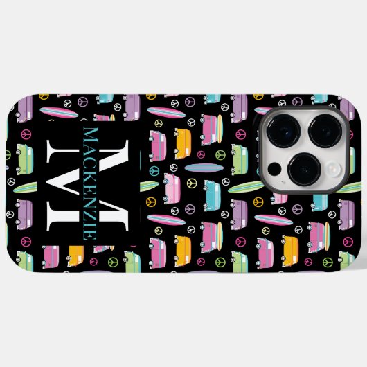 Hippie Van Peace Sign Trippy Monogram Case-Mate iPhone Case (Achterkant (horizontaal))