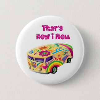 hippie van retro hoe ik rol ronde button 5,7 cm
