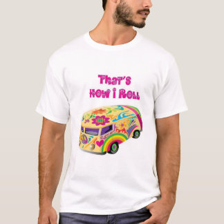 hippie van retro hoe ik rol t-shirt
