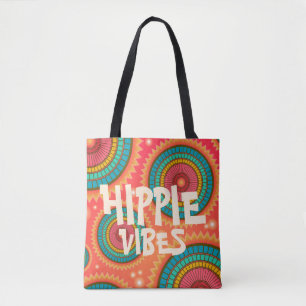 Hippie Vibes retro kleuren 60s Draagtas