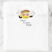Hippie "Vrede" Emoji Ronde Sticker (Tas)