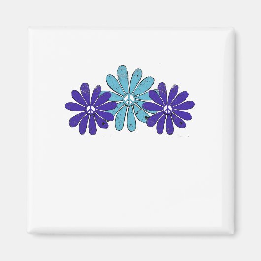 Hippie Vredesbord Bloemkracht Aqua Paarse Magneet (Voorkant)