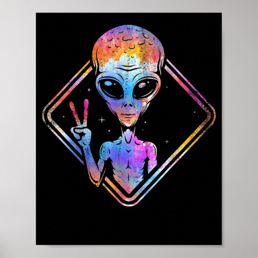 Hippie Vredesbord Buitenruimte Gift Alien Poster (Voorkant)