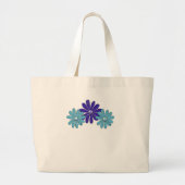 Hippie Vredesteken Bloemkracht Paarse Aqua Grote Tote Bag (Voorkant)