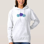 Hippie Vredesteken Bloemkracht Paarse Aqua Hoodie (Voorkant)