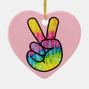 Hippie vredesteken porselein ornament