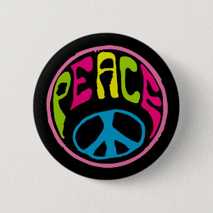 Hippie-vredesteken Ronde Button 5,7 Cm