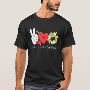 Hippie zonnebloem hart en vrede teken liefde zonne t-shirt