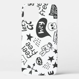 Hippie Zwart & Wit:  stijl iPhone 12 Hoesje