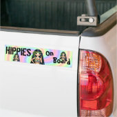Hippies on Board Funny Hippie Chick Peace Sign Bumpersticker (Op Truck)