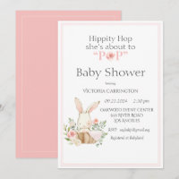 Hippity Hop Bunny Pink Modern Baby shower