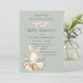 Hippity Hop Bunny Rabbit Modern Baby Kaart (Staand voorkant)