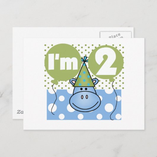 Hippo 2e verjaardag Tshirts en geschenken Briefkaart (Voorkant / Achterkant)
