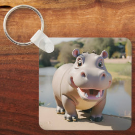 Hippo aandenken voor op reis | Gepersonaliseerde v Sleutelhanger