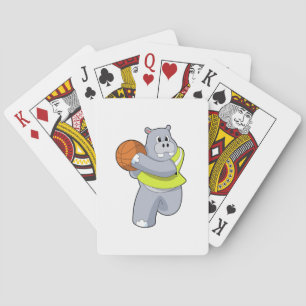 Hippo als Basketballspeler met Basketball.PNG Pokerkaarten