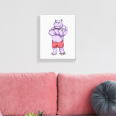 Hippo als Bodybuilder extreem Canvas Afdruk (Insitu (Woonkamer))