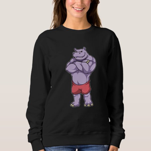Hippo als Bodybuilder extreem Trui (Voorkant)