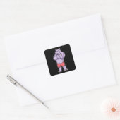 Hippo als Bodybuilder extreem Vierkante Sticker (Envelop)
