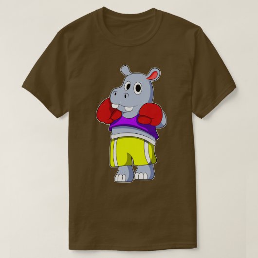 Hippo als Boxer met Boxing-handschoenen T-shirt (Design voorkant)