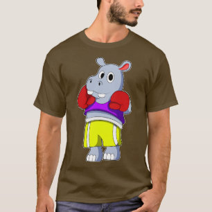 Hippo als Boxer met Boxing-handschoenen T-shirt