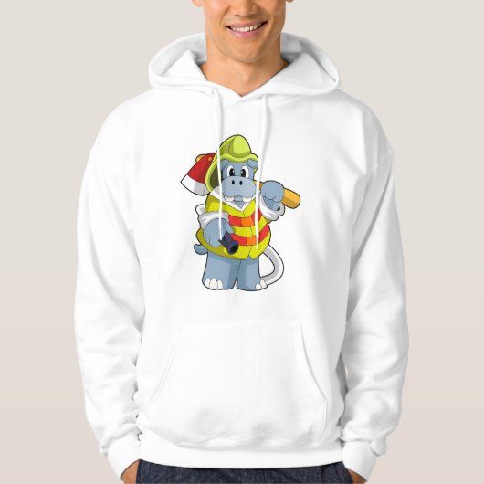 Hippo als brandweerman met Ax Hoodie (Voorkant)