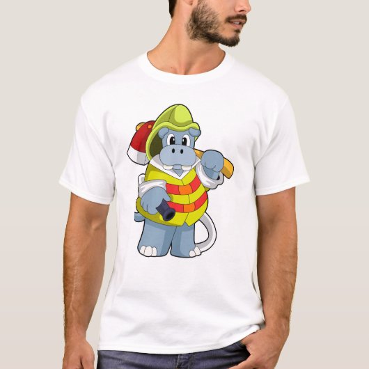 Hippo als brandweerman met Ax T-shirt (Voorkant)