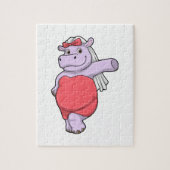 Hippo als Bride met Veil & Bow Legpuzzel (Verticaal)