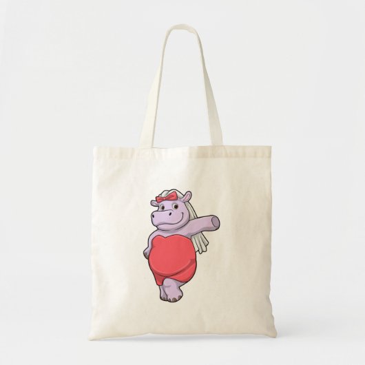 Hippo als Bride met Veil & Bow Tote Bag (Voorkant)