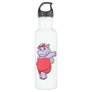Hippo als Bride met Veil & Bow Waterfles