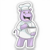 Hippo als Chef met Bowl Sticker (Voorkant)