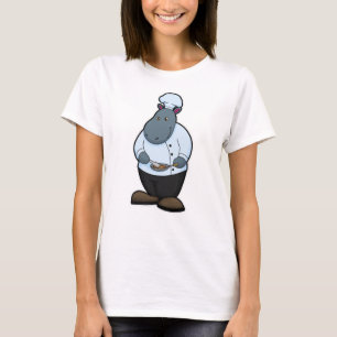 Hippo als Cook met Pan T-shirt