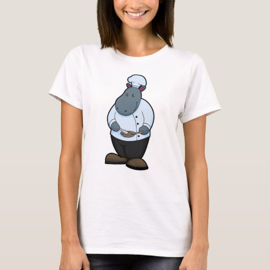Hippo als Cook met Pan T-shirt (Voorkant)