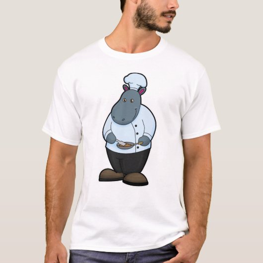 Hippo als Cook met Pan T-shirt (Voorkant)